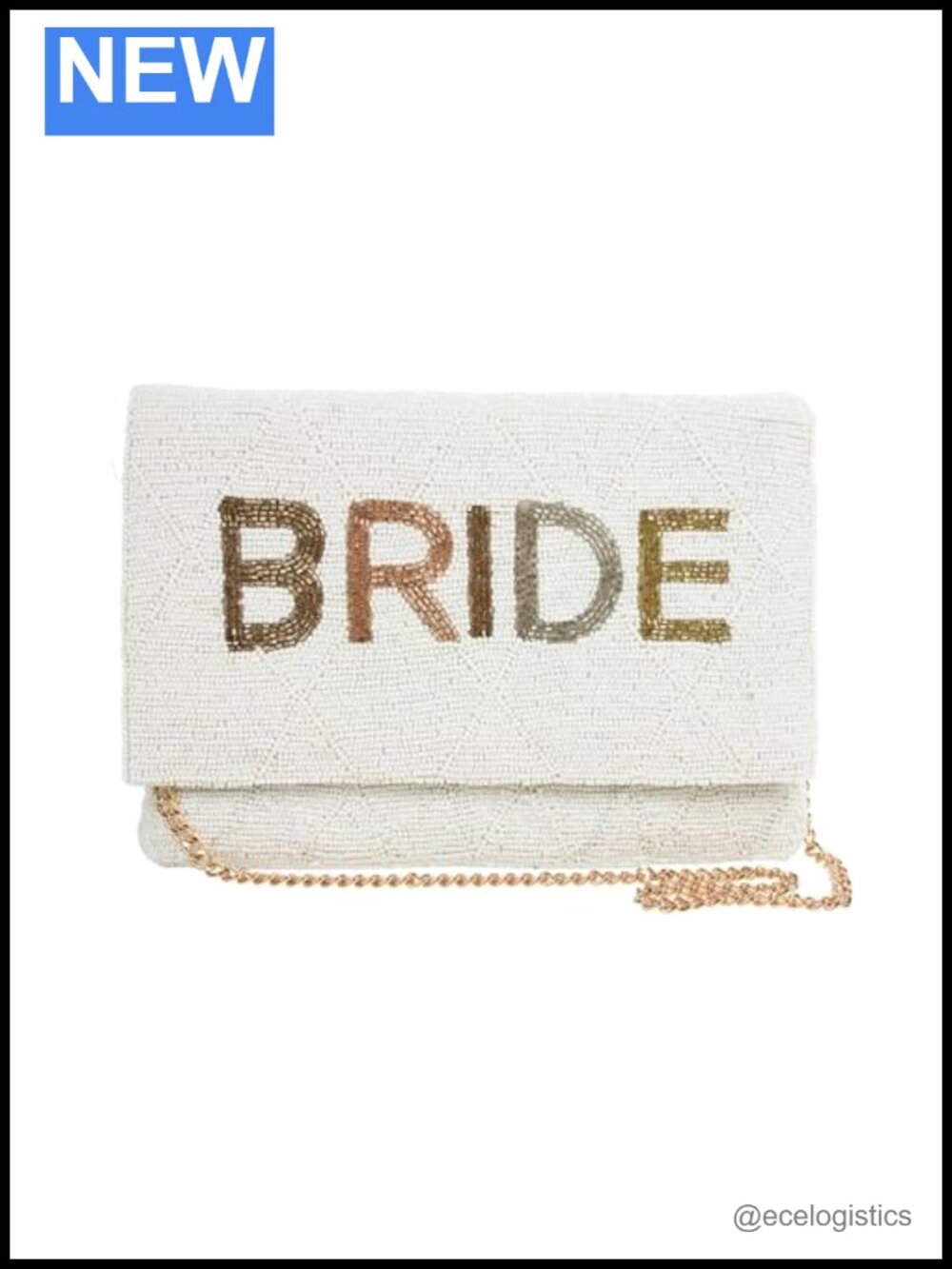 Beaded Clutch Purse Bridal Evening Party Bag with Chain